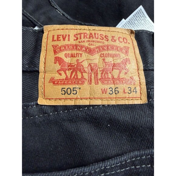 Levis Strauss 505 Regular Fit Black Men Denim Jeanss Sz 36X34 - Picture 5 of 7